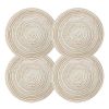 4 Pcs Coffee Time Round Braided Woven Placemats Home Decor Place Mats Kitchen Table Mats Woven Placemats 7 inch, Beige