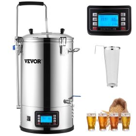 VEVOR Electric Brewing System, 9.2 Gal/35 L Brewing Pot, All-in-One Home Beer Brewer w/Pump, Mash Boil Device w/Panel, Auto/Manual Mode 100-1800W Powe