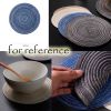 4 Pcs Coffee Time Round Braided Woven Placemats Home Decor Place Mats Kitchen Table Mats Woven Placemats 7 inch, Beige